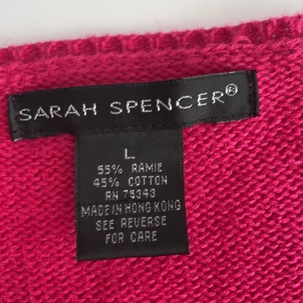 Sarah Spencer Pink Floral Embroidered Open Front Button Cardigan Large - Picture 4 of 10